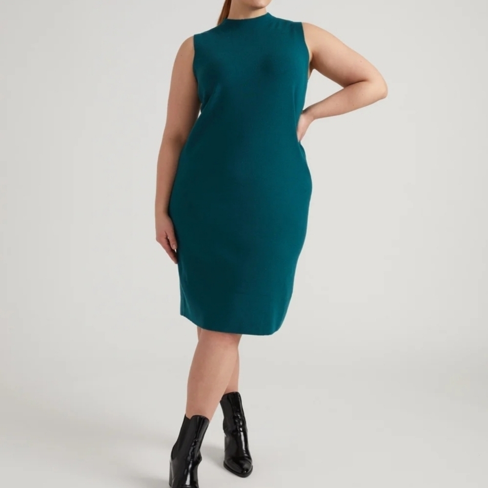 Universal Standard Savvy Double Knit Sweater Dress, Deep Sea Teal, Size 34